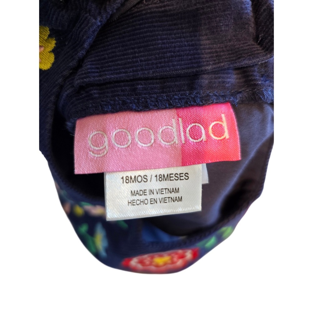 Good Lad Navy Blue Corduroy‎ Floral Embroidered Jumper Dress Girls 18 Months - Picture 3 of 4